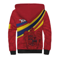 Personalized National Flag Of Romania Day Sherpa Hoodie Coat of arms