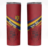 Personalized National Flag Of Romania Day Skinny Tumbler Coat of arms