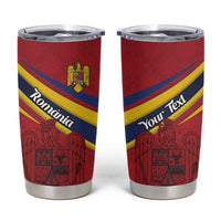 Personalized National Flag Of Romania Day Tumbler Cup Coat of arms