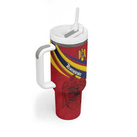 Personalized National Flag Of Romania Day Tumbler With Handle Coat of arms