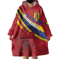 Personalized National Flag Of Romania Day Wearable Blanket Hoodie Coat of arms