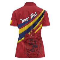 Personalized National Flag Of Romania Day Women Polo Shirt Coat of arms