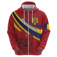 Personalized National Flag Of Romania Day Zip Hoodie Coat of arms