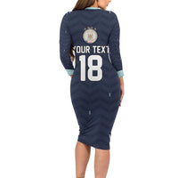 Custom Germany Football 2026 Long Sleeve Bodycon Dress Midnight Eagle Heritage