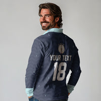 Custom Germany Football 2026 Long Sleeve Polo Shirt Midnight Eagle Heritage