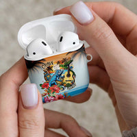 Cayman Islands AirPods Case Iguanas And Parrot Hisbius Flower - Wonder Print Shop
