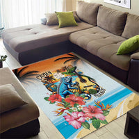 Cayman Islands Area Rug Iguanas And Parrot Hisbius Flower - Wonder Print Shop