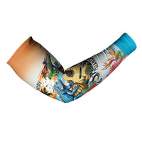 Cayman Islands Arm Sleeves Iguanas And Parrot Hisbius Flower - Wonder Print Shop