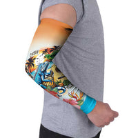 Cayman Islands Arm Sleeves Iguanas And Parrot Hisbius Flower - Wonder Print Shop