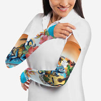 Cayman Islands Arm Sleeves Iguanas And Parrot Hisbius Flower - Wonder Print Shop