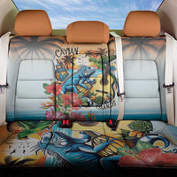 Cayman Islands Back Car Seat Cover Iguanas And Parrot Hisbius Flower - Wonder Print Shop