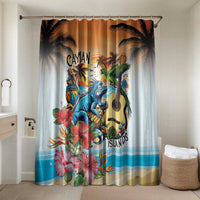 Cayman Islands Bathroom Set Iguanas And Parrot Hisbius Flower - Wonder Print Shop