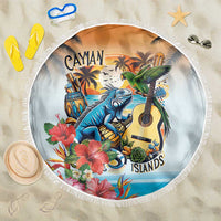 Cayman Islands Beach Blanket Iguanas And Parrot Hisbius Flower - Wonder Print Shop