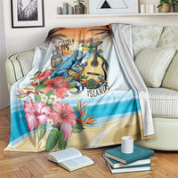 Cayman Islands Blanket Iguanas And Parrot Hisbius Flower - Wonder Print Shop