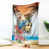 Cayman Islands Blanket Iguanas And Parrot Hisbius Flower - Wonder Print Shop