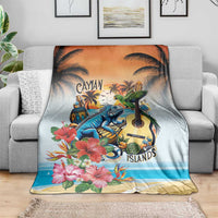 Cayman Islands Blanket Iguanas And Parrot Hisbius Flower - Wonder Print Shop