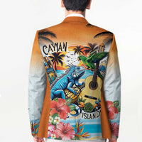Cayman Islands Blazer Iguanas And Parrot Hisbius Flower - Wonder Print Shop