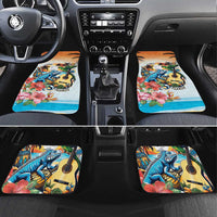 Cayman Islands Car Mats Iguanas And Parrot Hisbius Flower - Wonder Print Shop