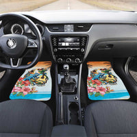 Cayman Islands Car Mats Iguanas And Parrot Hisbius Flower - Wonder Print Shop