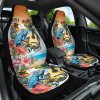 Cayman Islands Car Seat Cover Iguanas And Parrot Hisbius Flower - Wonder Print Shop