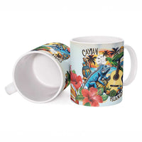 Cayman Islands Ceramic Mug Iguanas And Parrot Hisbius Flower - Wonder Print Shop
