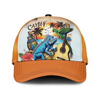 Cayman Islands Classic Cap Iguanas And Parrot Hisbius Flower - Wonder Print Shop