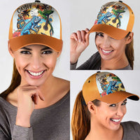 Cayman Islands Classic Cap Iguanas And Parrot Hisbius Flower - Wonder Print Shop