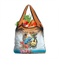 Cayman Islands Grocery Bag Iguanas And Parrot Hisbius Flower - Wonder Print Shop
