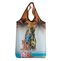 Cayman Islands Grocery Bag Iguanas And Parrot Hisbius Flower - Wonder Print Shop