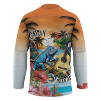 Cayman Islands Hockey Jersey Iguanas And Parrot Hisbius Flower - Wonder Print Shop