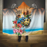 Cayman Islands Hooded Blanket Iguanas And Parrot Hisbius Flower - Wonder Print Shop