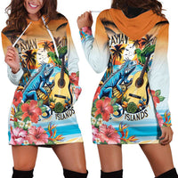 Cayman Islands Hoodie Dress Iguanas And Parrot Hisbius Flower - Wonder Print Shop