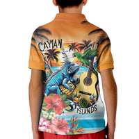 Cayman Islands Kid Polo Shirt Iguanas And Parrot Hisbius Flower - Wonder Print Shop