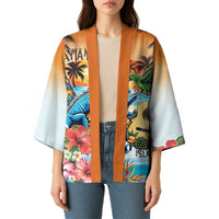 Cayman Islands Kimono Iguanas And Parrot Hisbius Flower - Wonder Print Shop