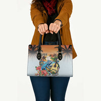Cayman Islands Leather Bag Iguanas And Parrot Hisbius Flower - Wonder Print Shop