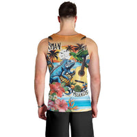 Cayman Islands Men Tank Top Iguanas And Parrot Hisbius Flower - Wonder Print Shop