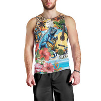 Cayman Islands Men Tank Top Iguanas And Parrot Hisbius Flower - Wonder Print Shop
