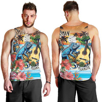 Cayman Islands Men Tank Top Iguanas And Parrot Hisbius Flower - Wonder Print Shop