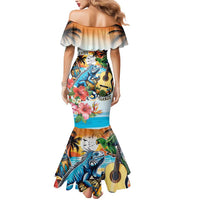 Cayman Islands Mermaid Dress Iguanas And Parrot Hisbius Flower - Wonder Print Shop