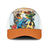 Cayman Islands Mesh Trucker Cap Iguanas And Parrot Hisbius Flower - Wonder Print Shop