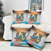 Cayman Islands Pillow Cover Iguanas And Parrot Hisbius Flower - Wonder Print Shop
