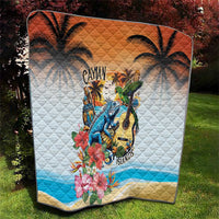 Cayman Islands Quilt Iguanas And Parrot Hisbius Flower - Wonder Print Shop