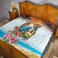 Cayman Islands Quilt Iguanas And Parrot Hisbius Flower - Wonder Print Shop