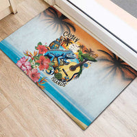 Cayman Islands Rubber Doormat Iguanas And Parrot Hisbius Flower - Wonder Print Shop