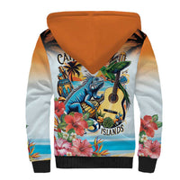 Cayman Islands Sherpa Hoodie Iguanas And Parrot Hisbius Flower - Wonder Print Shop
