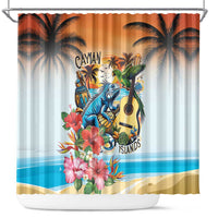 Cayman Islands Shower Curtain Iguanas And Parrot Hisbius Flower - Wonder Print Shop