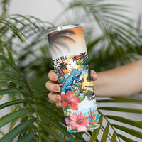 Cayman Islands Skinny Tumbler Iguanas And Parrot Hisbius Flower - Wonder Print Shop
