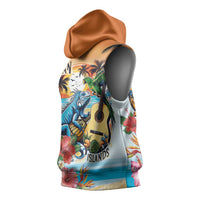 Cayman Islands Sleeveless Hoodie Iguanas And Parrot Hisbius Flower - Wonder Print Shop