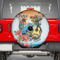 Cayman Islands Spare Tire Cover Iguanas And Parrot Hisbius Flower - Wonder Print Shop