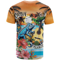 Cayman Islands T Shirt Iguanas And Parrot Hisbius Flower - Wonder Print Shop